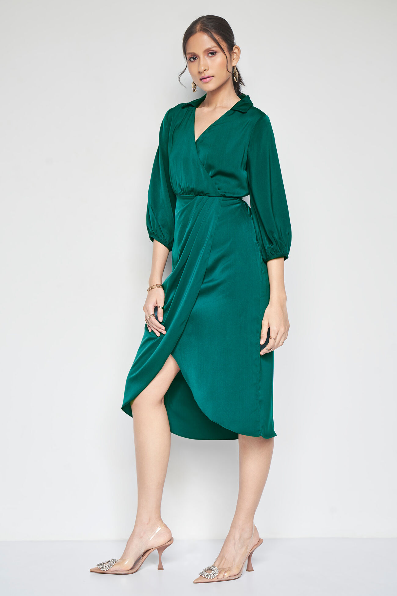 Heidi Midi Dress, Green, image 3